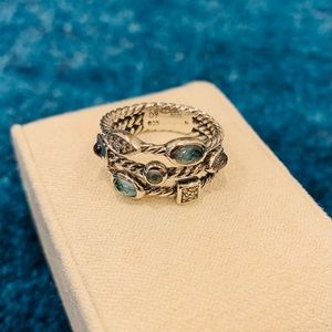 David Yurman Blue Topaz, Iolite, and Diamond Confetti Ring